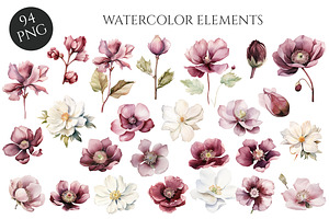 Watercolor Violet History Floral