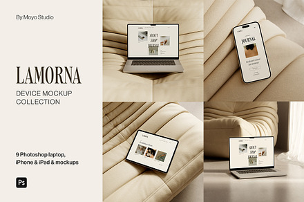 9 MacBook, iPhone, iPad Mockups, an iPhone Mockup by Moyo Studio