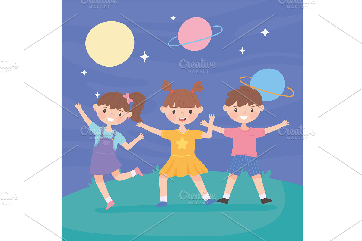 happy girls and boy, a Person Illustration by studiogstock