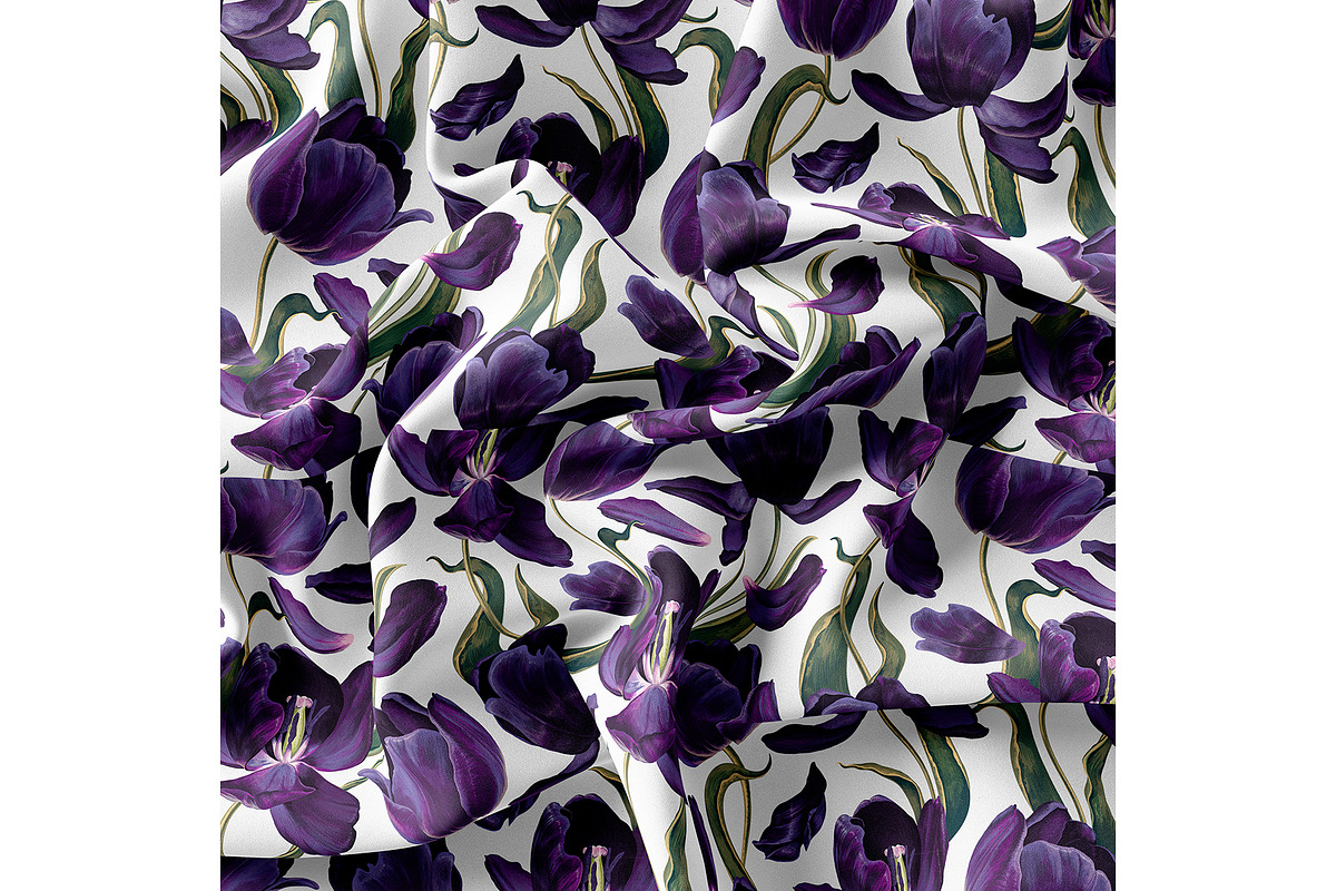 Black Tulips Seamless Pattern, a Pattern Graphic by MarynaPetrovska (Photo 15 of 19)
