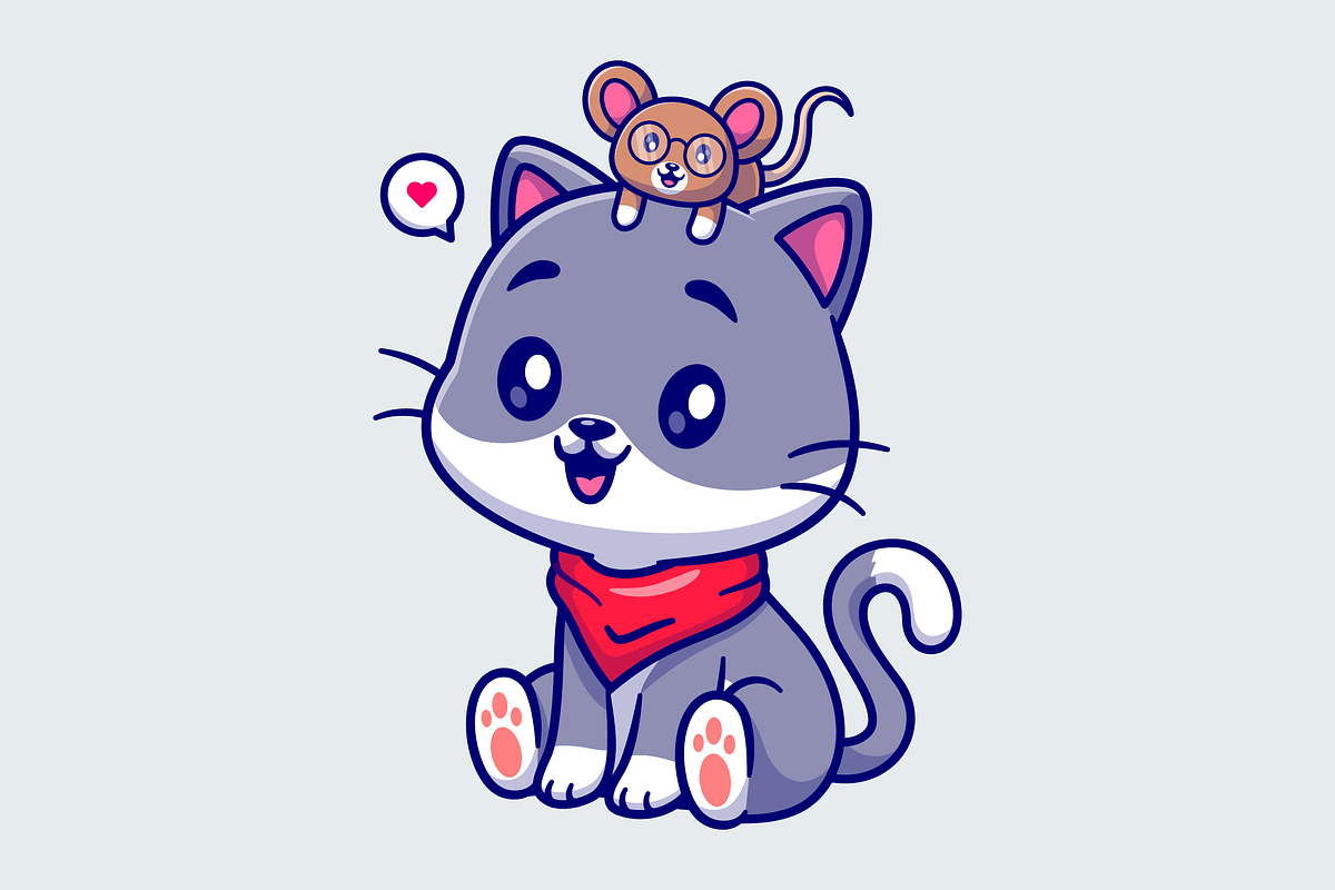 Cute Cat Playing With Mouse Cartoon, an Animal Illustration by Catalyst Labs (Photo 1 of 3)