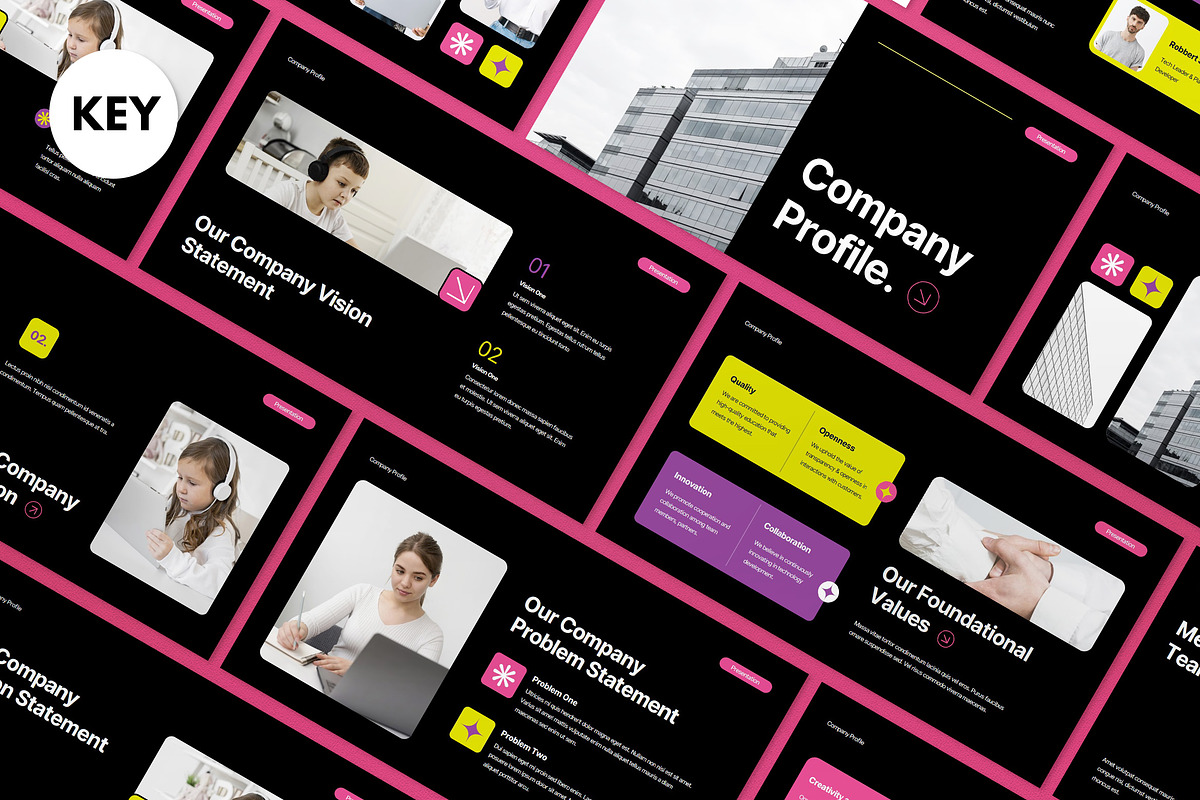 Modern Company Profile Keynote PPT, a Social Media Template by graphicook (Photo 1 of 6)