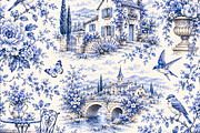 Floral Toile Patterns, a Pattern Graphic by Printable Design Store (Thumbnail 3 of 3)