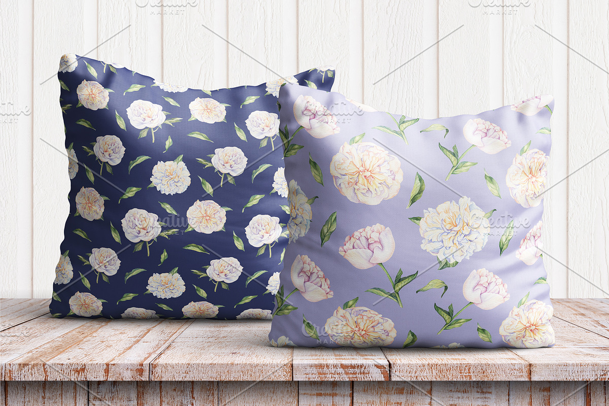 White Peonies-Watercolor Set, a Decorative Illustration by Irina Diasli (Photo 9 of 10)