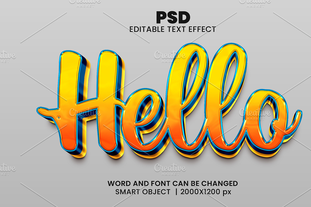 Hello 3d Editable Psd Text Effect, a Layer Style Add-On by bdrobin (Photo 2 of 2)