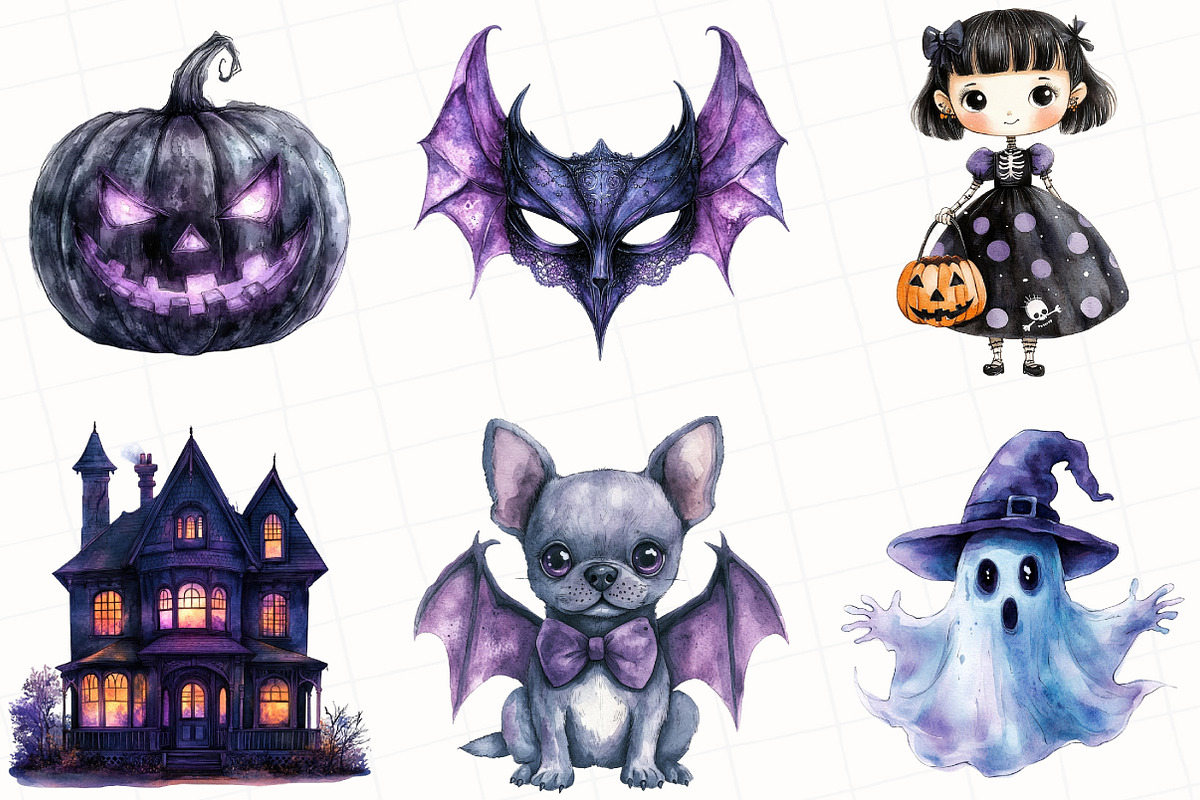Purple Halloween Sublimation Clipart, an Illustration by OK Design (Photo 2 of 5)