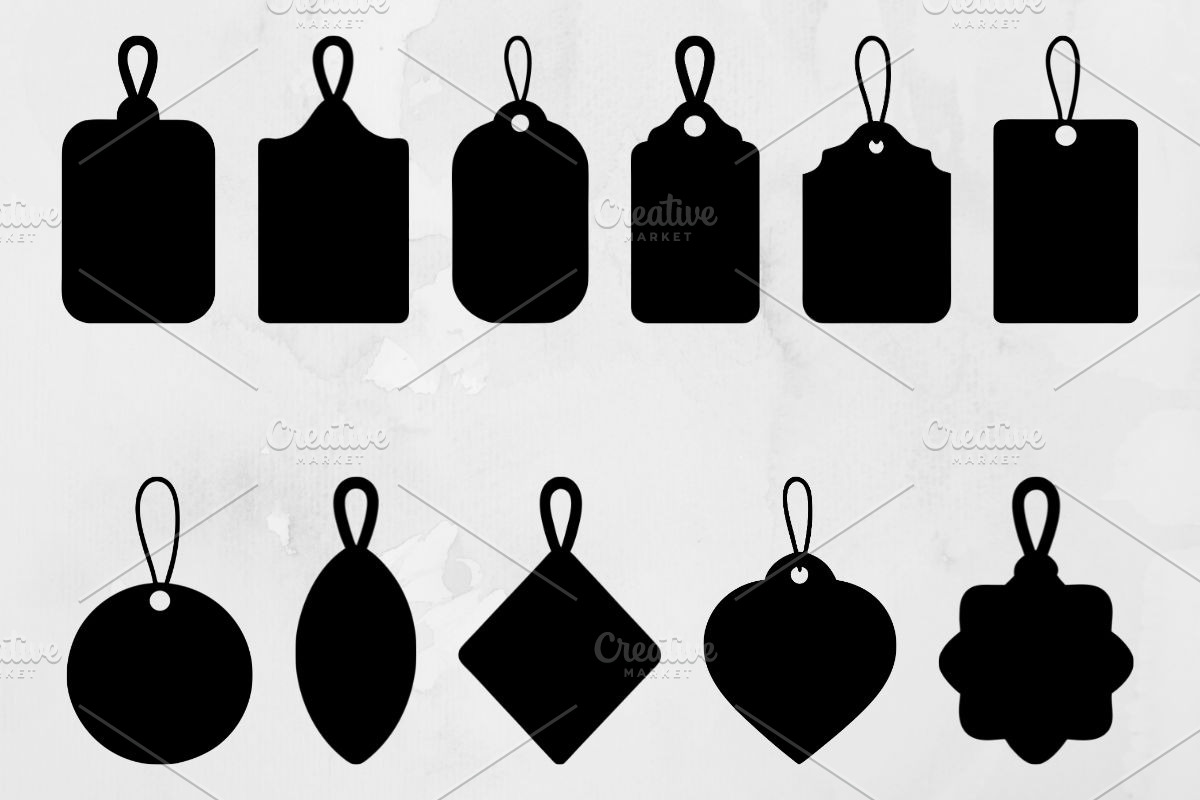 Gift Tags Silhouette SVG, a Decorative Illustration by newminddesign (Photo 1 of 3)