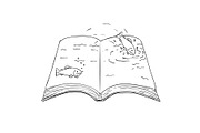Trout Fish Jumping Out Book Drawing, an Illustration by patrimonio (Thumbnail 1 of 3)