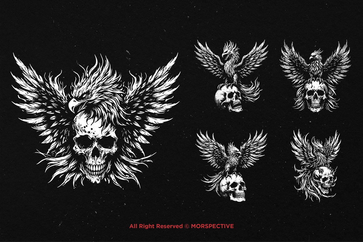 10 Bundle Dark Art Phoenix Bird, an Illustration by Morspective (Photo 5 of 7)