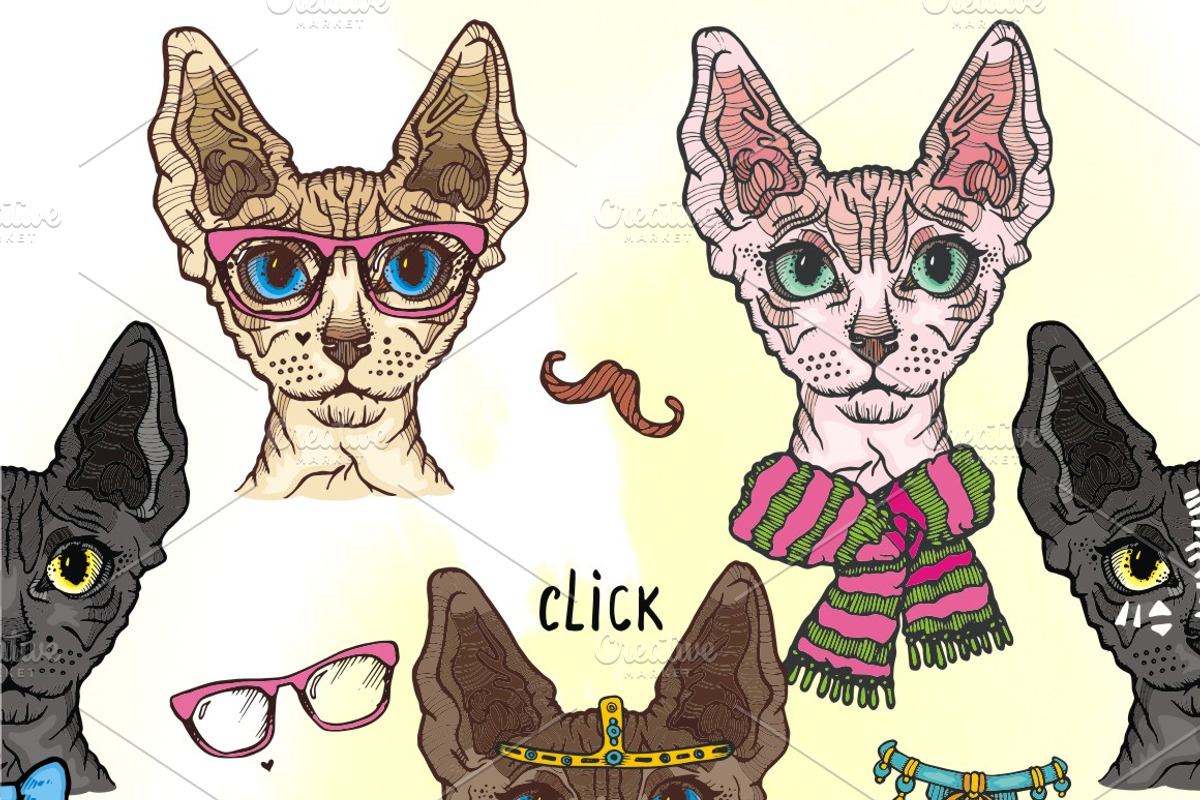 Sphynx Cats Creator, an Animal Illustration by ElenaKovalyova (Photo 2 of 4)