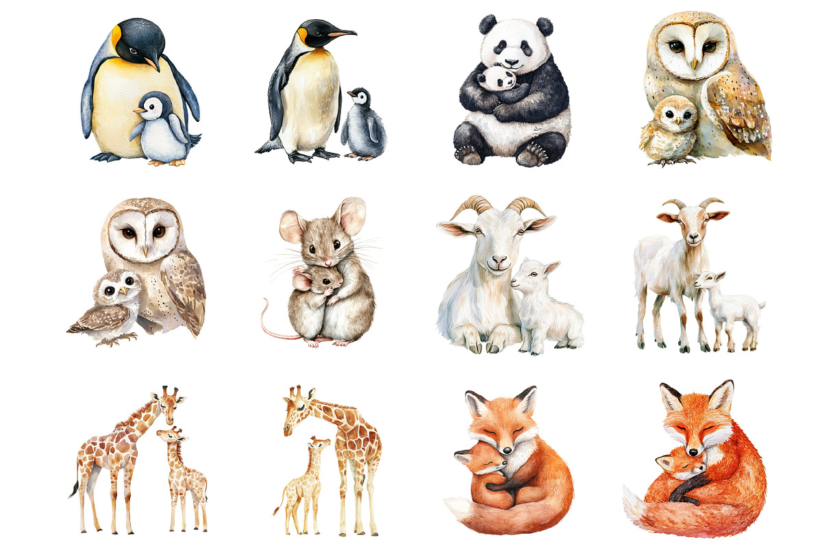 Animal Mom and Baby Clipart, an Illustration by Design Market (Photo 3 of 3)