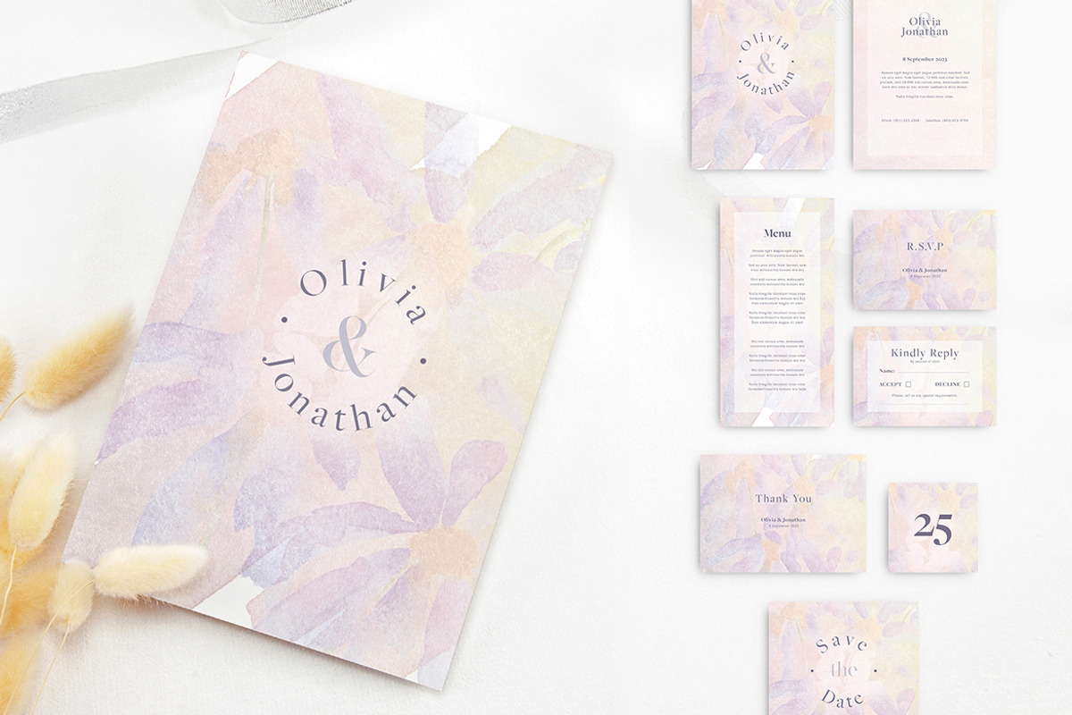 Watercolor Texture Printable Wedding, a Stationery Template by McLittle Stock (Photo 1 of 4)
