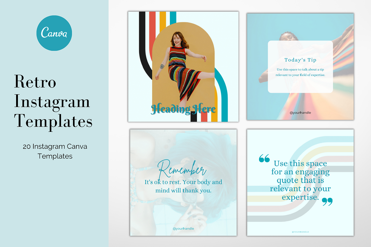 Retro Instagram Templates, a Social Media Template by Joanna Lane Designs (Photo 1 of 3)
