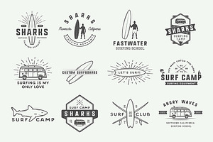 Set Of Vintage Surfing Emblems