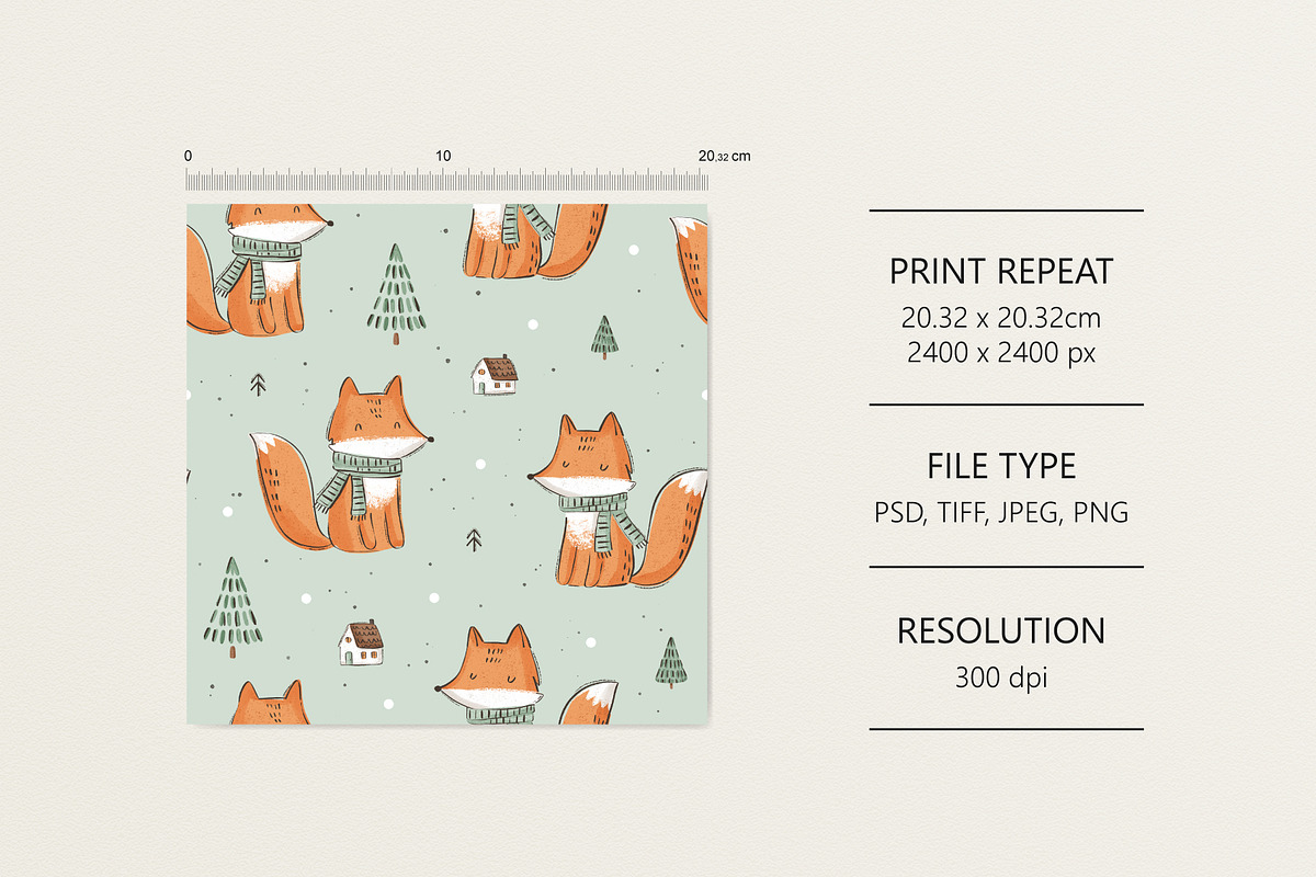 Pattern: Winter fox, a Pattern Graphic by Olena Kuznietsova (Photo 1 of 4)