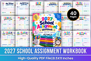 2027 School Assignment Workbook kdp, a Stationery Template by Mustafiz (Thumbnail 1 of 4)