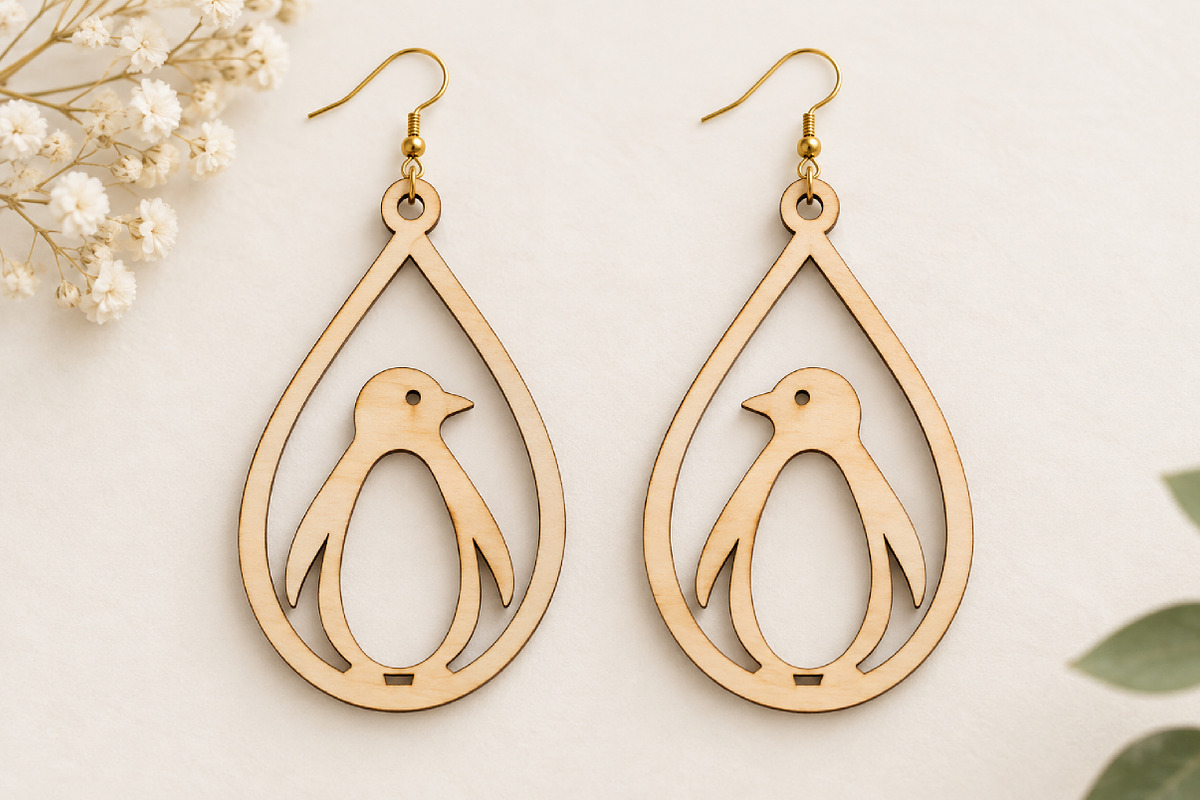 Penguin Earrings Laser Cut SVG, an Object Graphic by Canvas Craft (Photo 2 of 3)