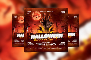 Halloween Horror Night Party Flyer, a Flyer Template by StarPixles11