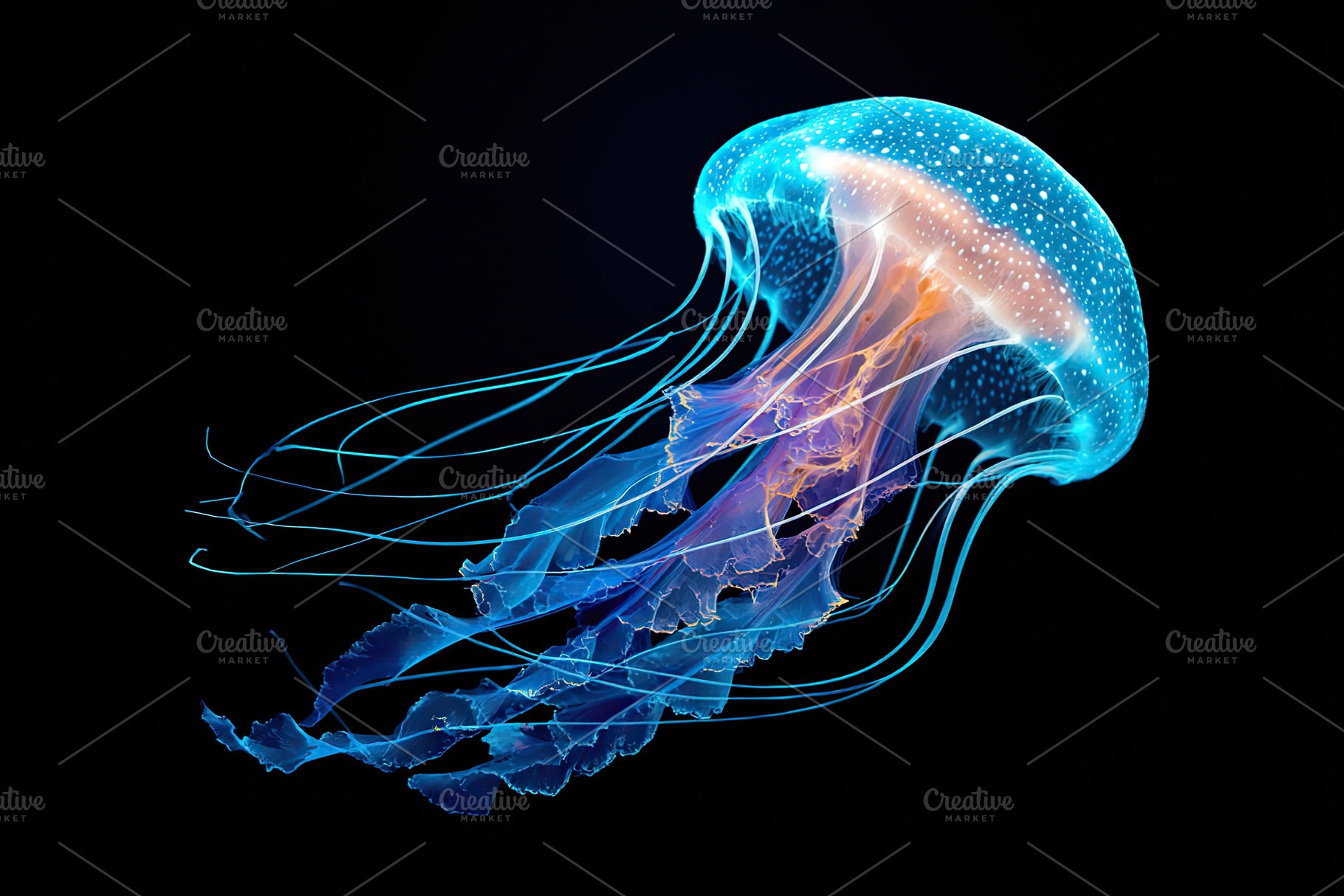Glowing jellyfish in dark water, an Animal Photo by AlyaAnd