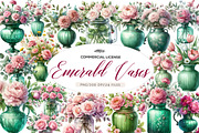 Watercolor Pink and Emerald Vases, an Illustration by CreationArt (Thumbnail 1 of 5)