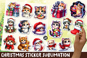 Christmas Cat Sticker Clipart, an Illustration by OK Design (Thumbnail 1 of 5)
