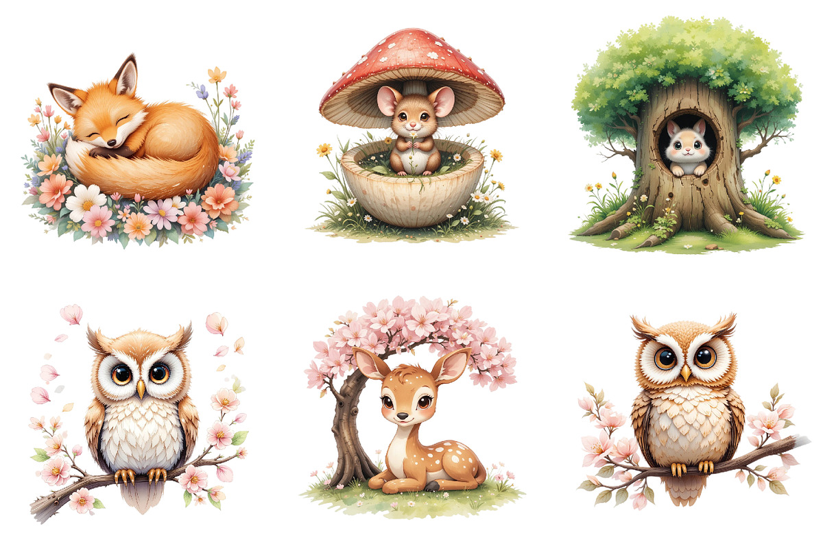 Forest Spring Woodland Animals Clipa, an Illustration by DreamArtGraphic (Photo 2 of 4)
