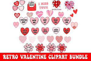 Retro Valentine Day Clipart Bundle