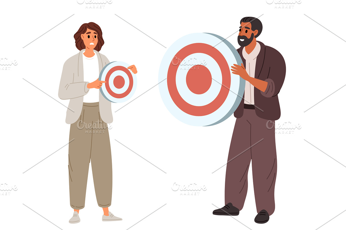 Man with big and woman with small, a Person Illustration by Vectorbuum