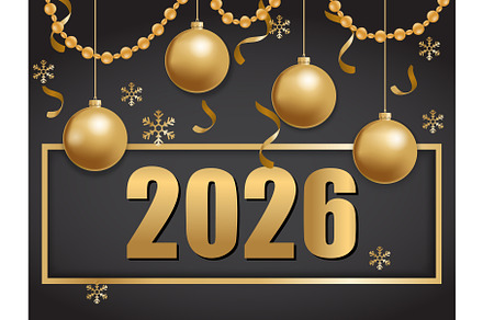 happy new year 2026 gold and black