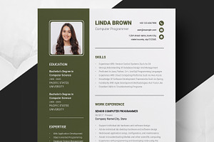 Computer Programmer CV Design, a Resume Template by ResumeInventor