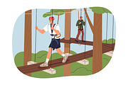 People climbing in rope park set, a Sport Illustration by Good Studio (Thumbnail 3 of 25)