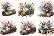 Wildflowers on Logs, an Illustration by DreamCafeArt (Thumbnail 4 of 7)