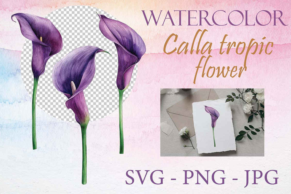 Calla Tropic – Watercolor Flower, a Decorative Illustration by Deckar_art