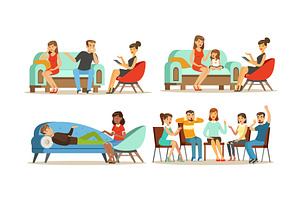 People Visiting Female Psychologist, a Person Illustration by TopVectors