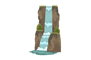 Cartoon river cascade, an Illustration by Things for designers