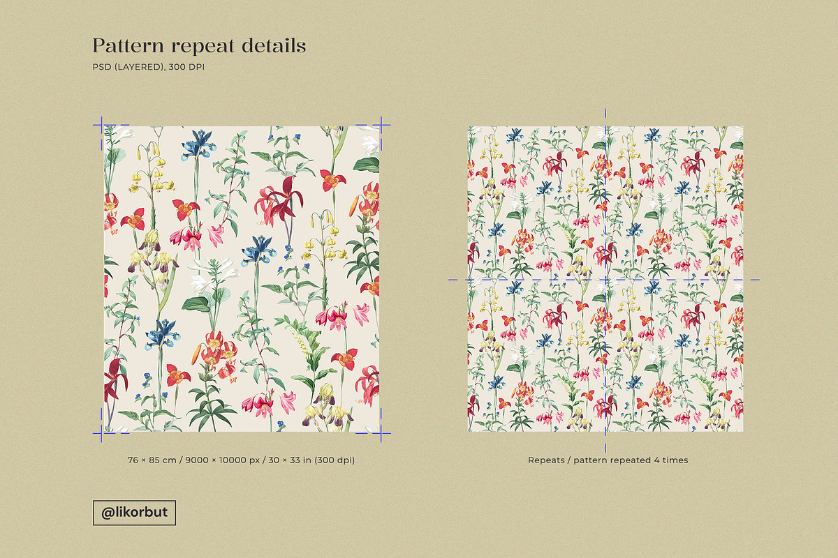 Vintage Botanical Floral Pattern, a Pattern Graphic by likorbut (Photo 3 of 13)