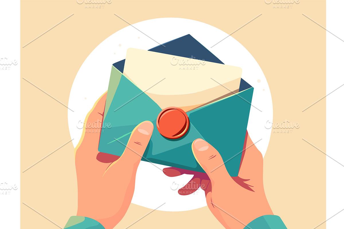 cartoon hands holding open envelope, an Object Illustration by LadadikArt