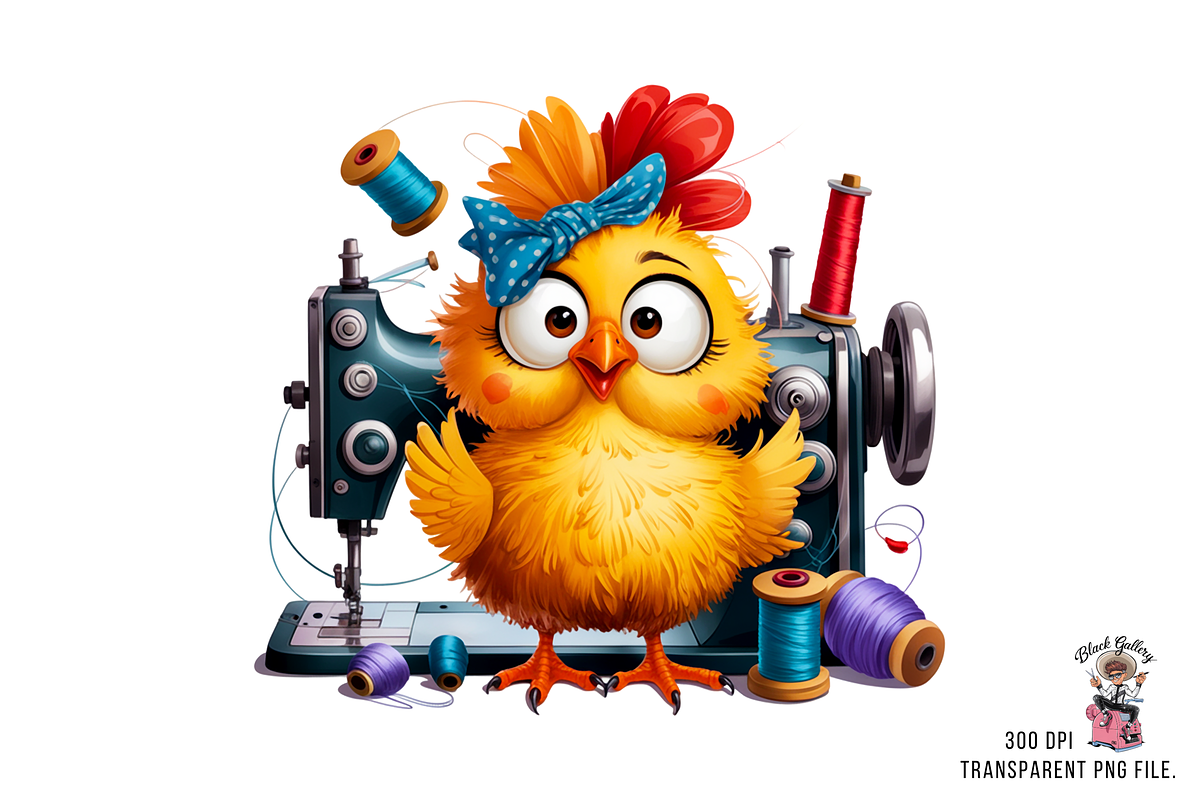 Funny Chicken Seamstress PNG Bundle, a Graphic by Clipart Bloom (Photo 4 of 16)