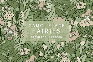 Green Camouflage Fairies Pattern