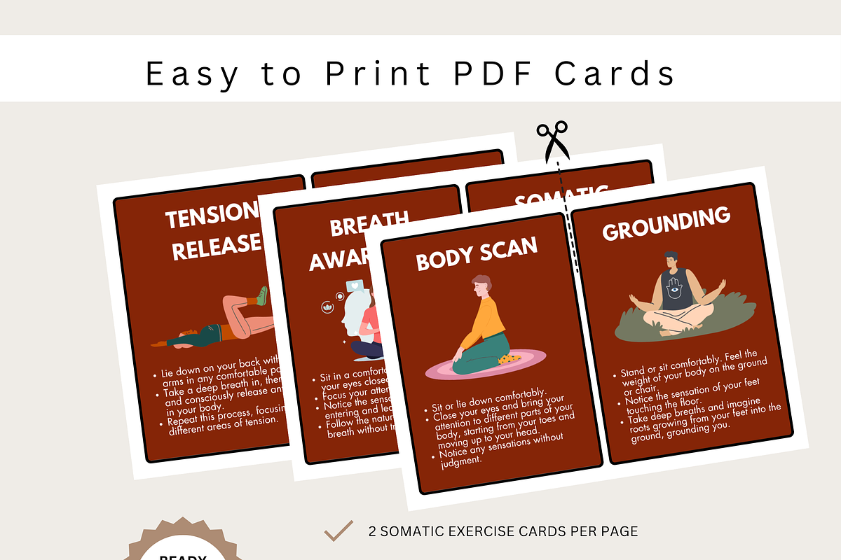Somatic Exercises Printable Cards, a Templates & Theme by GolokaTherapy (Photo 3 of 7)