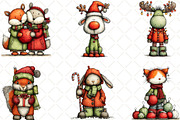 Whimsical Christmas Animal Clipart, an Illustration by Black Bird Studio (Thumbnail 2 of 6)