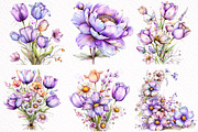 Spring Flowers Sublimation Clipart, an Illustration by DreamArtGraphic (Thumbnail 3 of 8)