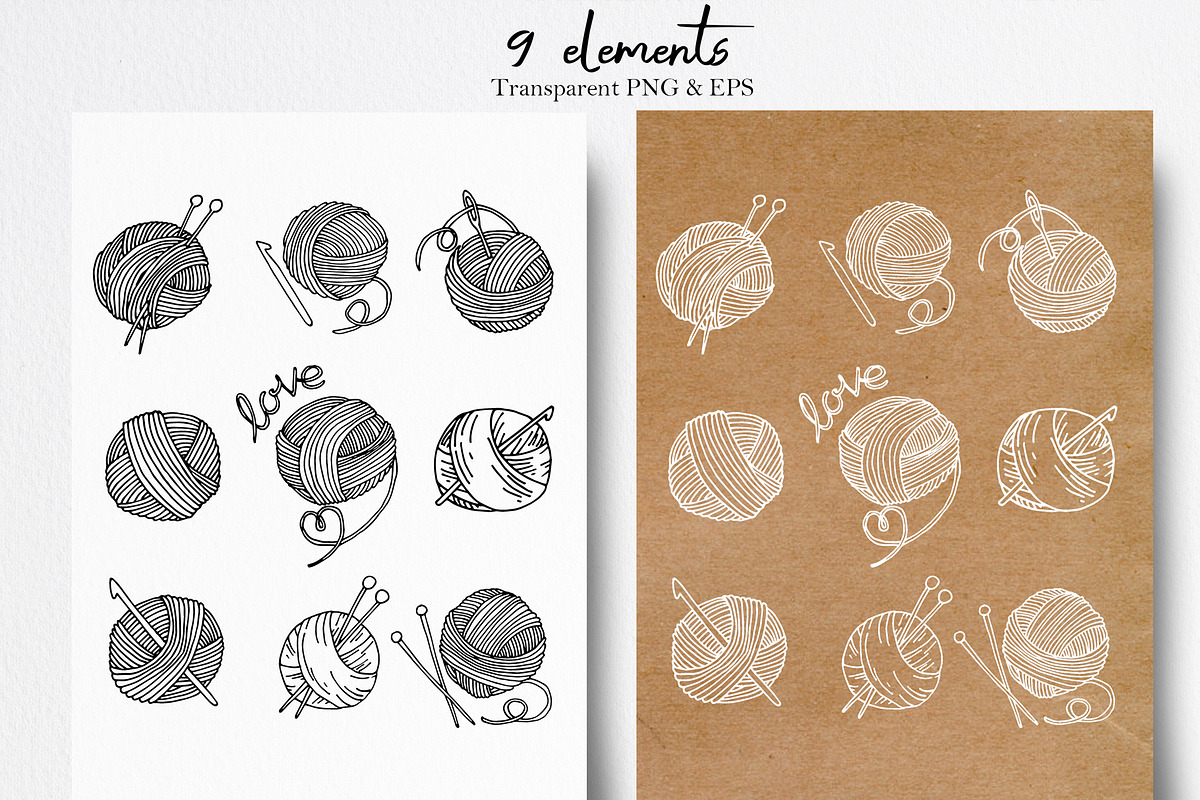 Knitting and Crochet doodle set, an Object Graphic by made by Tanya (Photo 3 of 3)
