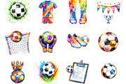 Watercolor Soccer Clipart, a Seasonal Illustration by Designking (Thumbnail 2 of 5)
