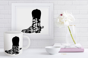 Cowboy Floral Boot SVG, Cowgirl SVG.