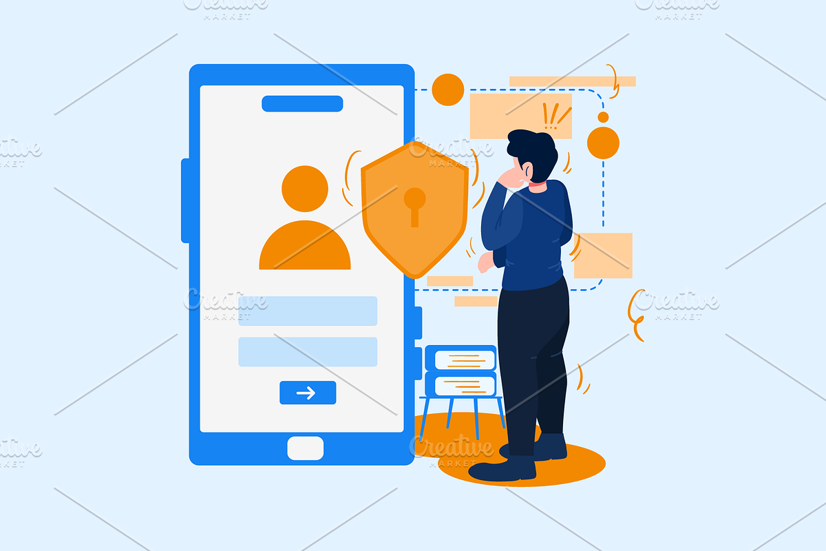 Businessman and account login, a Person Illustration by Ahmad_Studio