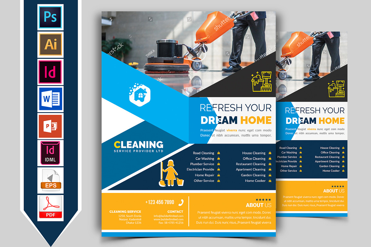 10 Cleaning Service Flyers Bundle, a Flyer Template by Imagine Design Studio (Photo 4 of 12)