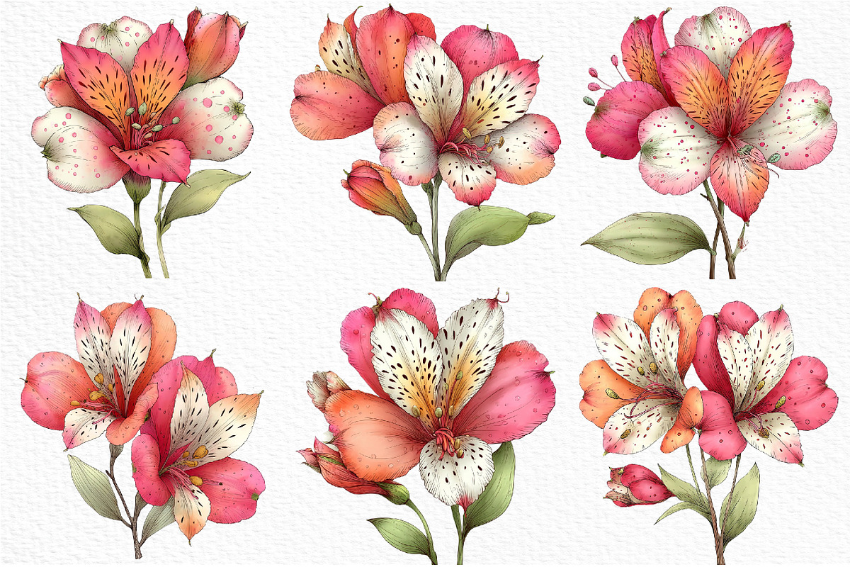 Spring Alstroemeria Flowers Clipart, an Illustration by Craft Nest (Photo 3 of 11)