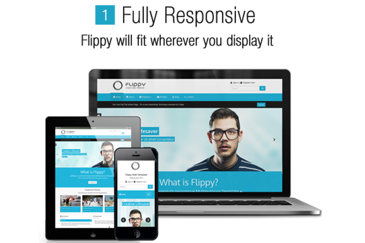 Flippy-Creative Responsive Template, a Bootstrap Template by webyzona (Photo 2 of 5)