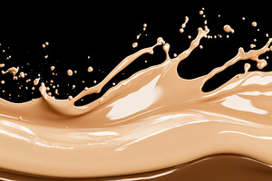 Splash of beige liquid cream against, a Photo by Dvoevnore photos